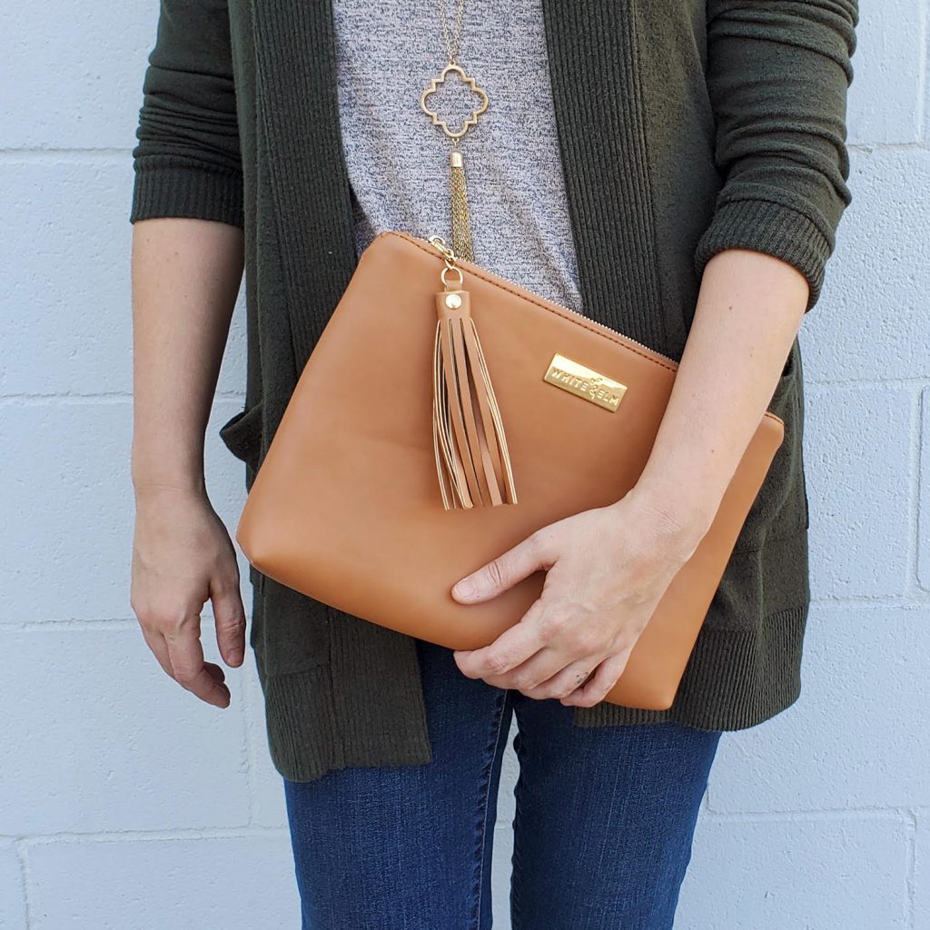 White Elm brown clutch