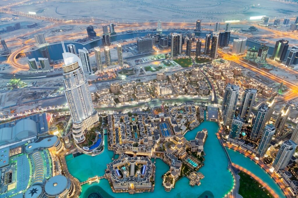 Aerial view of Dubai